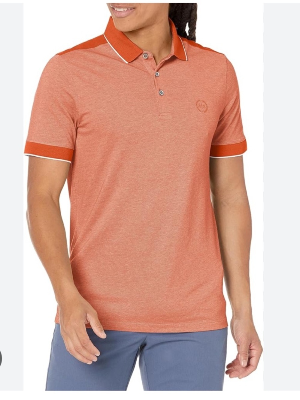 A/X Armani Exchange Men’s Heathered Orange Polo with Contrast Trim XL